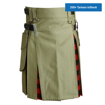 imperial-highland-supplies-khaki-hybrid-kilt-with-rob-roy-tartan-front-1